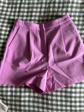 ASOS Pink High-Waist Pleated Dress Shorts